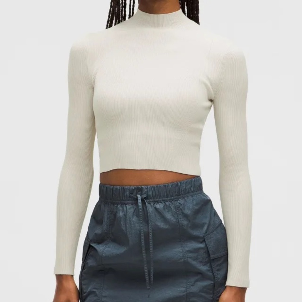 Lululemon ribbed twist open back mock neck sweater